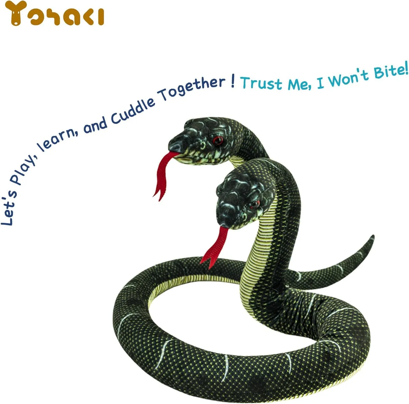 Puppet$ Black Printing Snake Plush Toy$52'' Washable Simulated Snake Plush Cuddle Toy$ Soft and Cute Children's Gift for Boys and Girls$ unload messy Birthday Party Gift Prank Props$ Two-Headed Snake Finger 