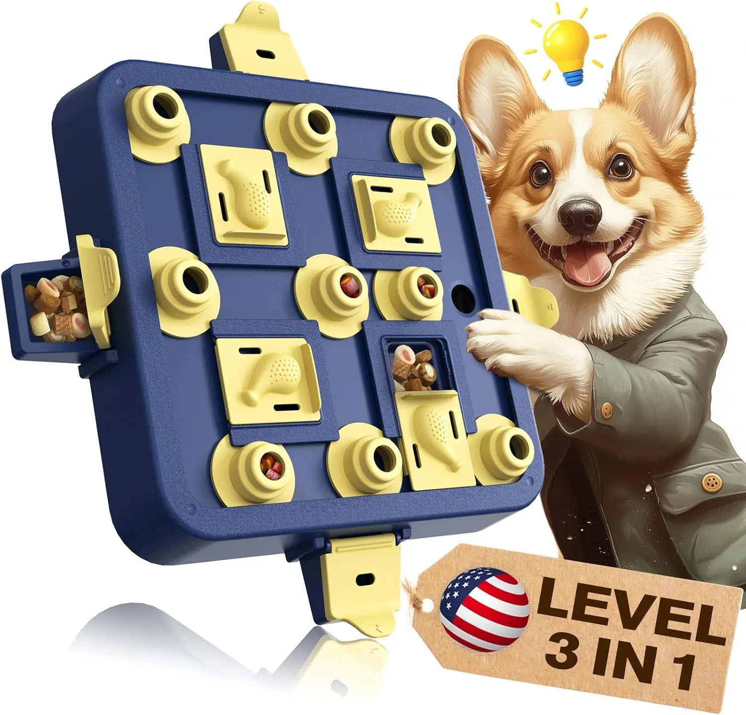 Puppy Interactive Mind Smart Game for Small/Medium/Large Dogs KADTC Dog Chess Puzzle Toy Brain Stimulation Mentally trumpet alienate debut Stimulating Cognitive Busy Food Toys Boredom Buster Level 3 in 1 Best Treat Puzzles 