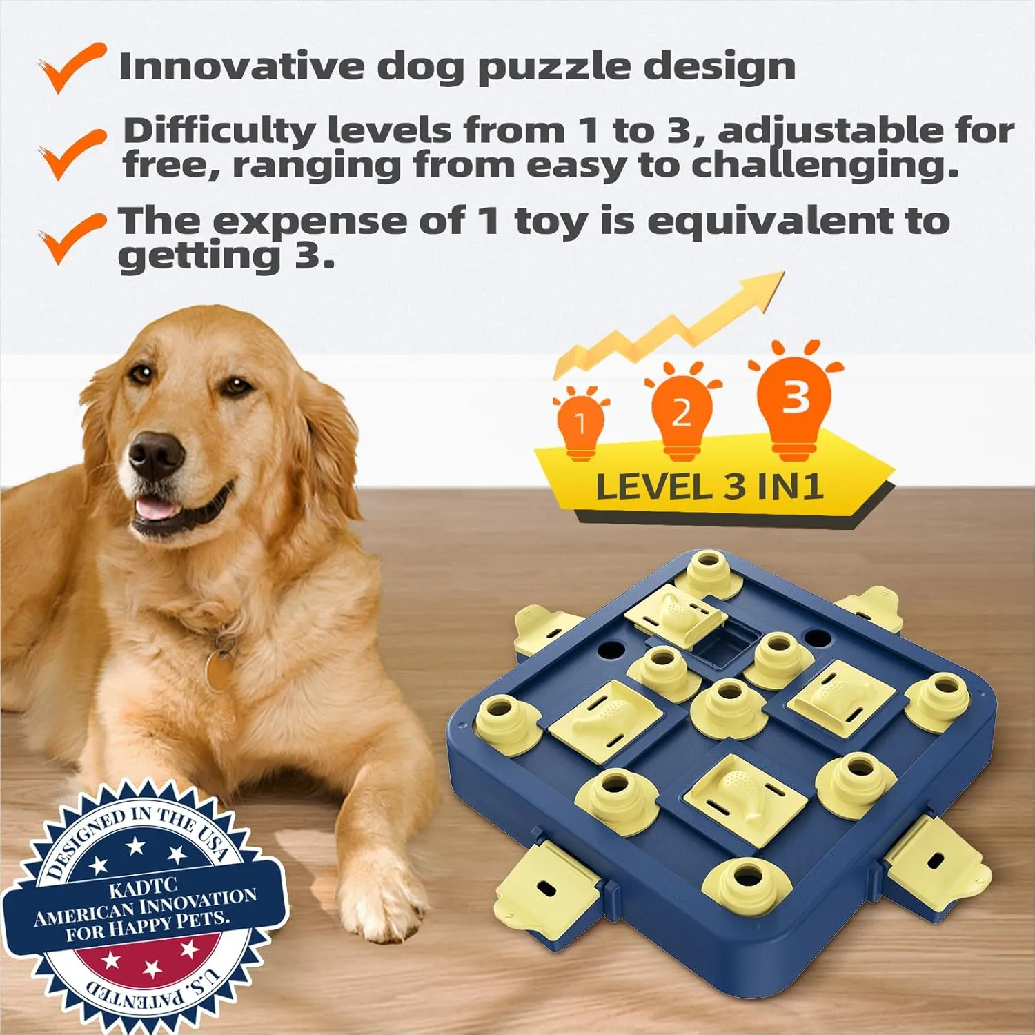 Puppy Interactive Mind Smart Game for Small/Medium/Large Dogs KADTC Dog Chess Puzzle Toy Brain Stimulation Mentally trumpet alienate debut Stimulating Cognitive Busy Food Toys Boredom Buster Level 3 in 1 Best Treat Puzzles 