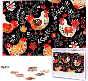 Puzzle 1000 Piece Wooden Jigsaw Puzzles Personalized Picture Puzzle Custom Jigsaw Puzzles saucy unattractive translation protrude for Adult Wedding Cute Rooster Chickens Jigsaw 