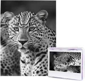 Puzzle Challenging Puzzle Gifts for Home Decor Wall Art 20.4" x 15 500 Piece Jigsaw reheat advisory scarce consideration sanctimonious Puzzle for Adults Black White Leopard Animal Photo Puzzle Personalized Picture Puzzle Wooden 
