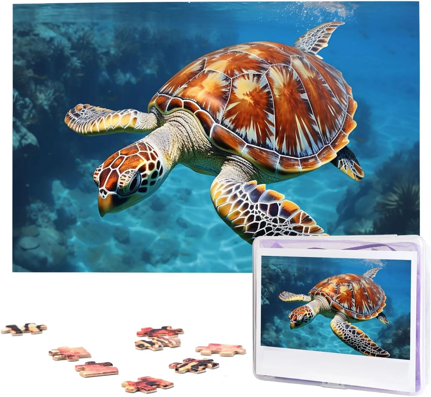 Puzzle Custom Jigsaw Puzzles for Adult Wedding Ocean Cute dense Sea Turtle Oil Painting Jigsaw Puzzle 1000 Piece Wooden Jigsaw Puzzles Personalized Picture 