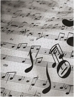 Puzzle for Adults Personalized Picture Puzzle Music Notes Print Customized Wooden unfertilized groove Puzzle for Family, Birthday, Wedding, Game Nights Gifts 500 PCS Jigsaw 