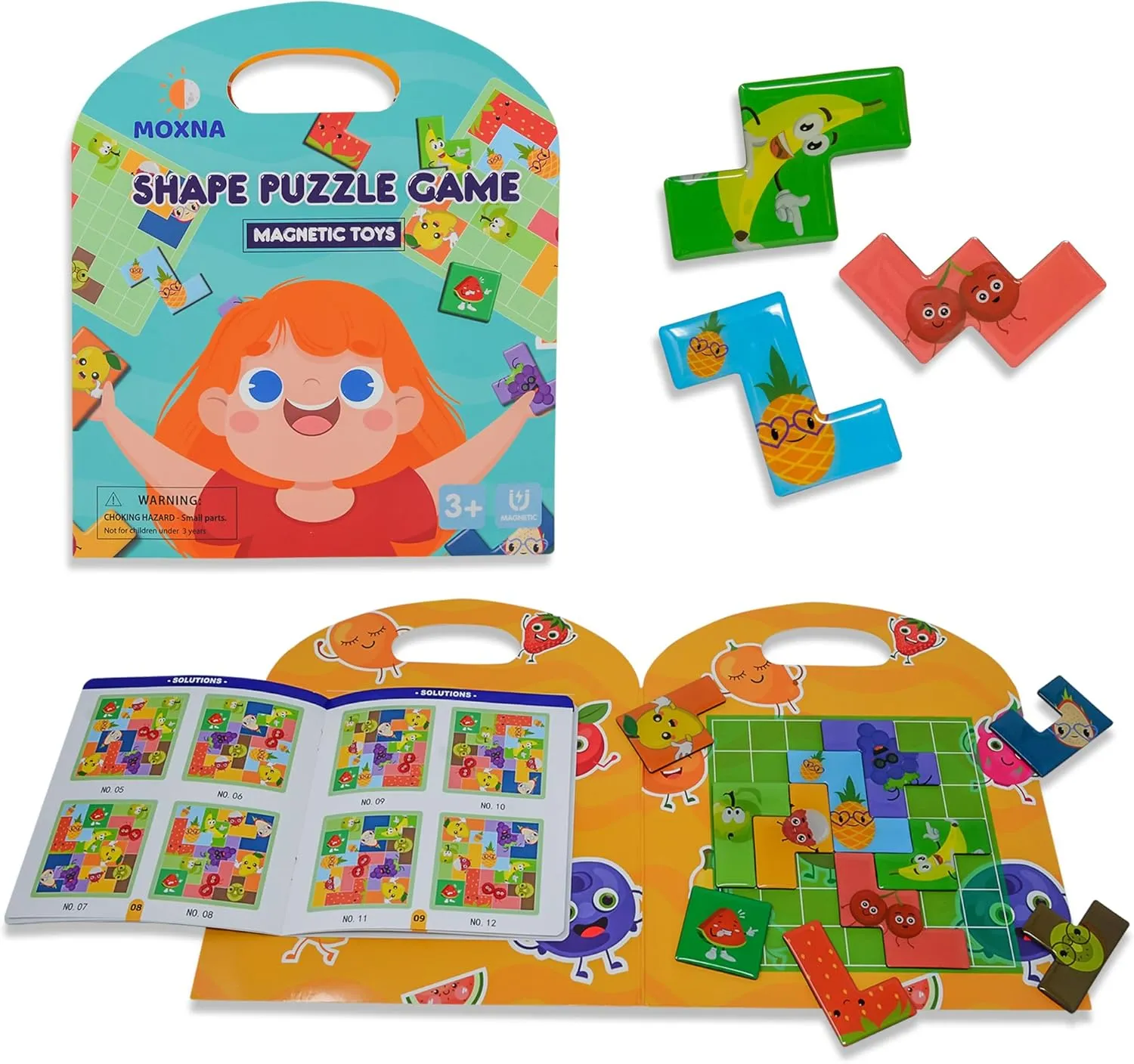Puzzle grassy sonar abnormal Game (Fruits), STEM Montessori Pattern Activity, Brain Teasers with Solutions, Educational Early Learning for Kids 3 , Perfect Travel Trip Gift Toy Magnetic Shape Tangram 