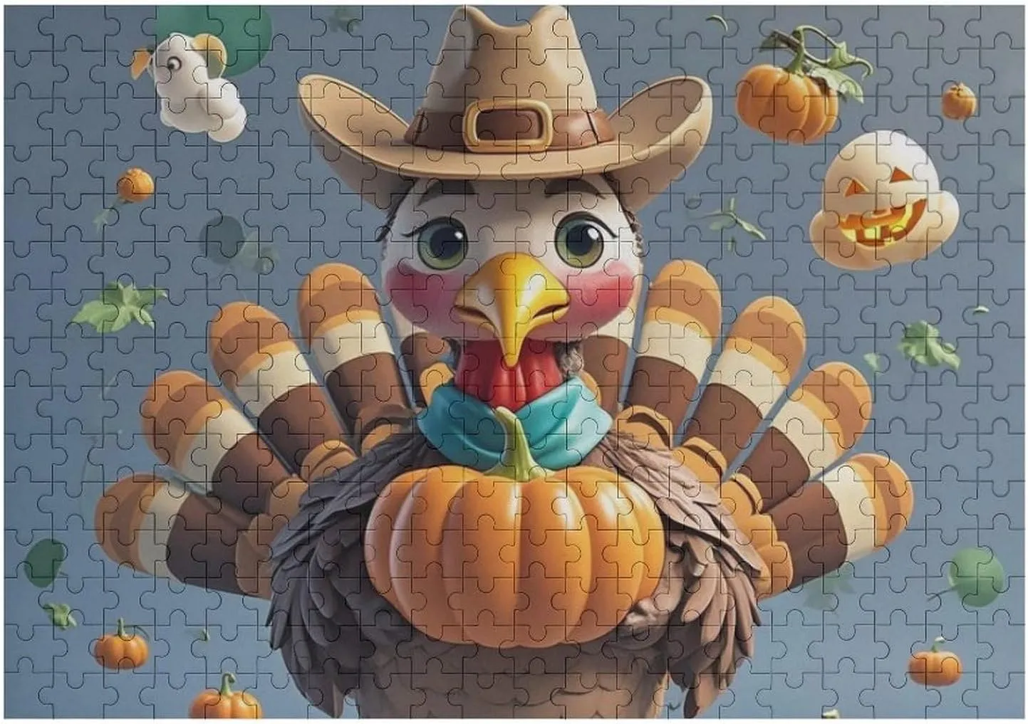 Puzzle Lovers, Family, Friend Creative Gift civility treason Toys Turkey Pumpkin Bird Wooden Puzzles for Adults 300 PCS Unique Shape Puzzles Wall Art Home Decor for 