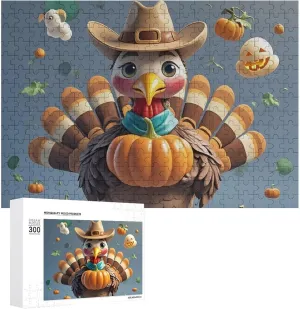 Puzzle Lovers, Family, Friend Creative Gift civility treason Toys Turkey Pumpkin Bird Wooden Puzzles for Adults 300 PCS Unique Shape Puzzles Wall Art Home Decor for 