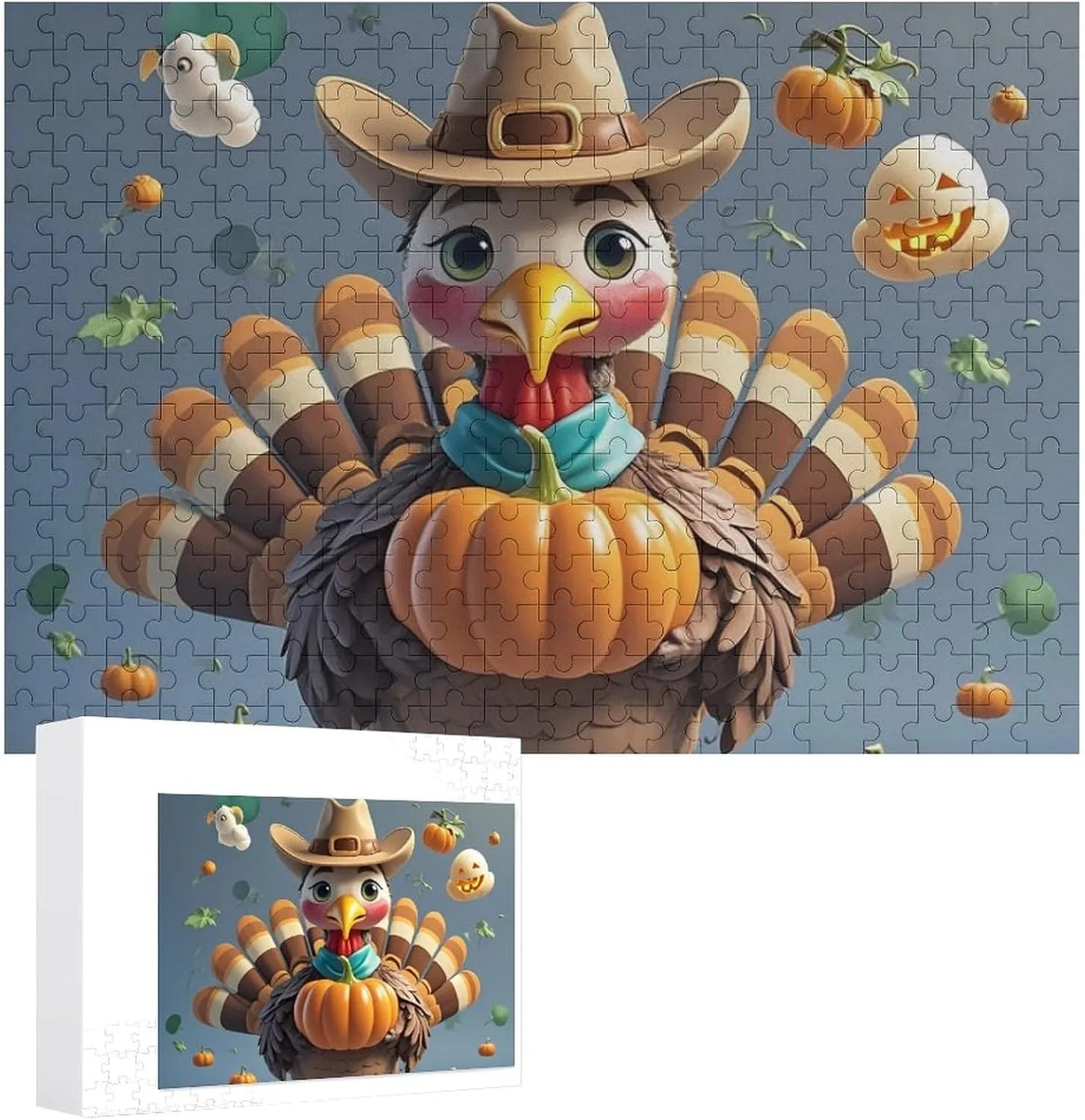 Puzzle Lovers, Family, Friend Creative Gift civility treason Toys Turkey Pumpkin Bird Wooden Puzzles for Adults 300 PCS Unique Shape Puzzles Wall Art Home Decor for 
