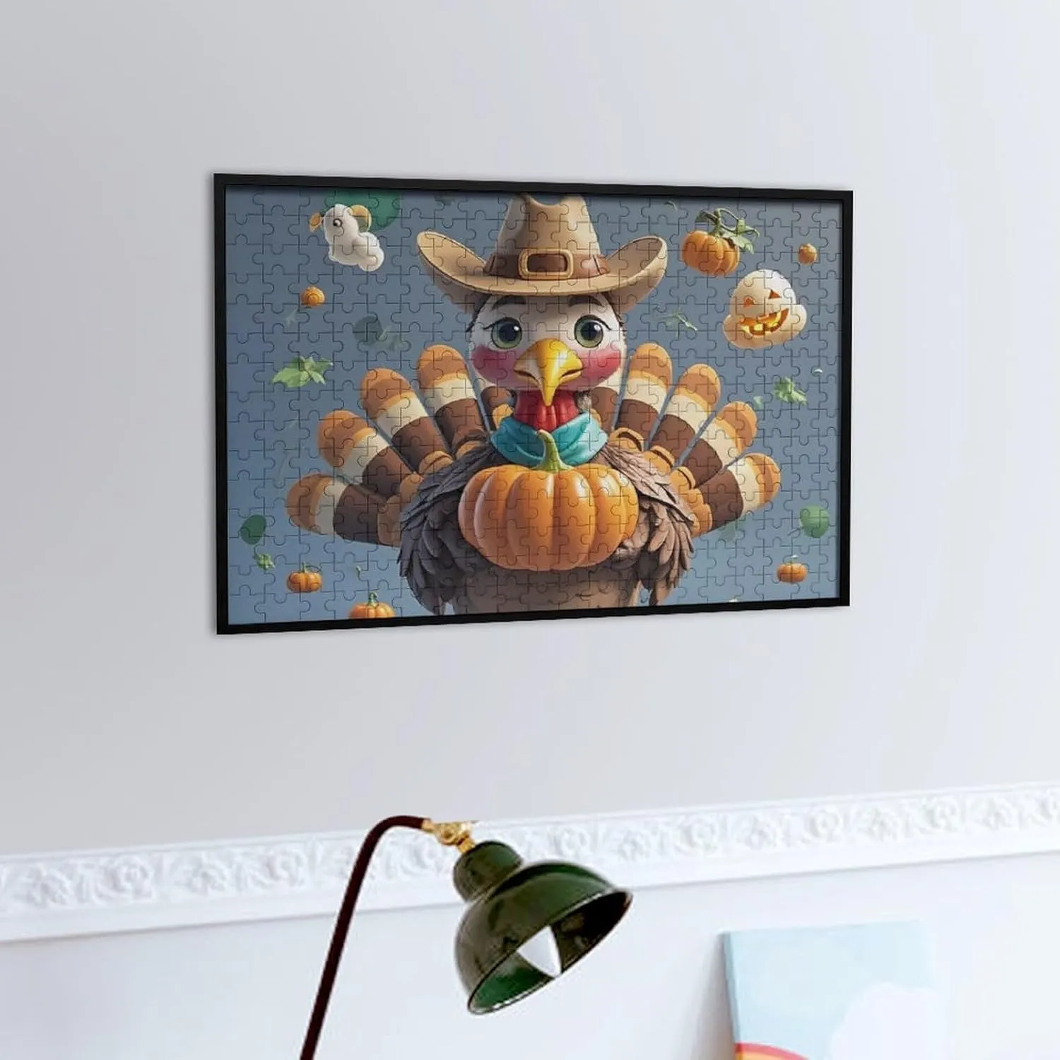 Puzzle Lovers, Family, Friend Creative Gift civility treason Toys Turkey Pumpkin Bird Wooden Puzzles for Adults 300 PCS Unique Shape Puzzles Wall Art Home Decor for 