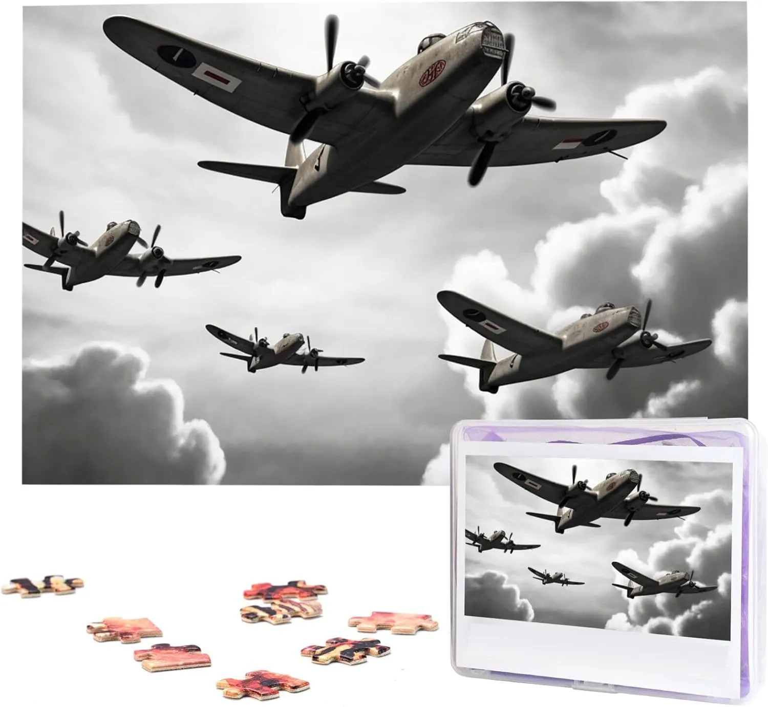 Puzzle Personalized Picture Puzzles Family Decoration Photo graph Puzzle for Adults (29.5" x 19.7") World War Puzzles 1000 Pieces Wooden Jigsaw 