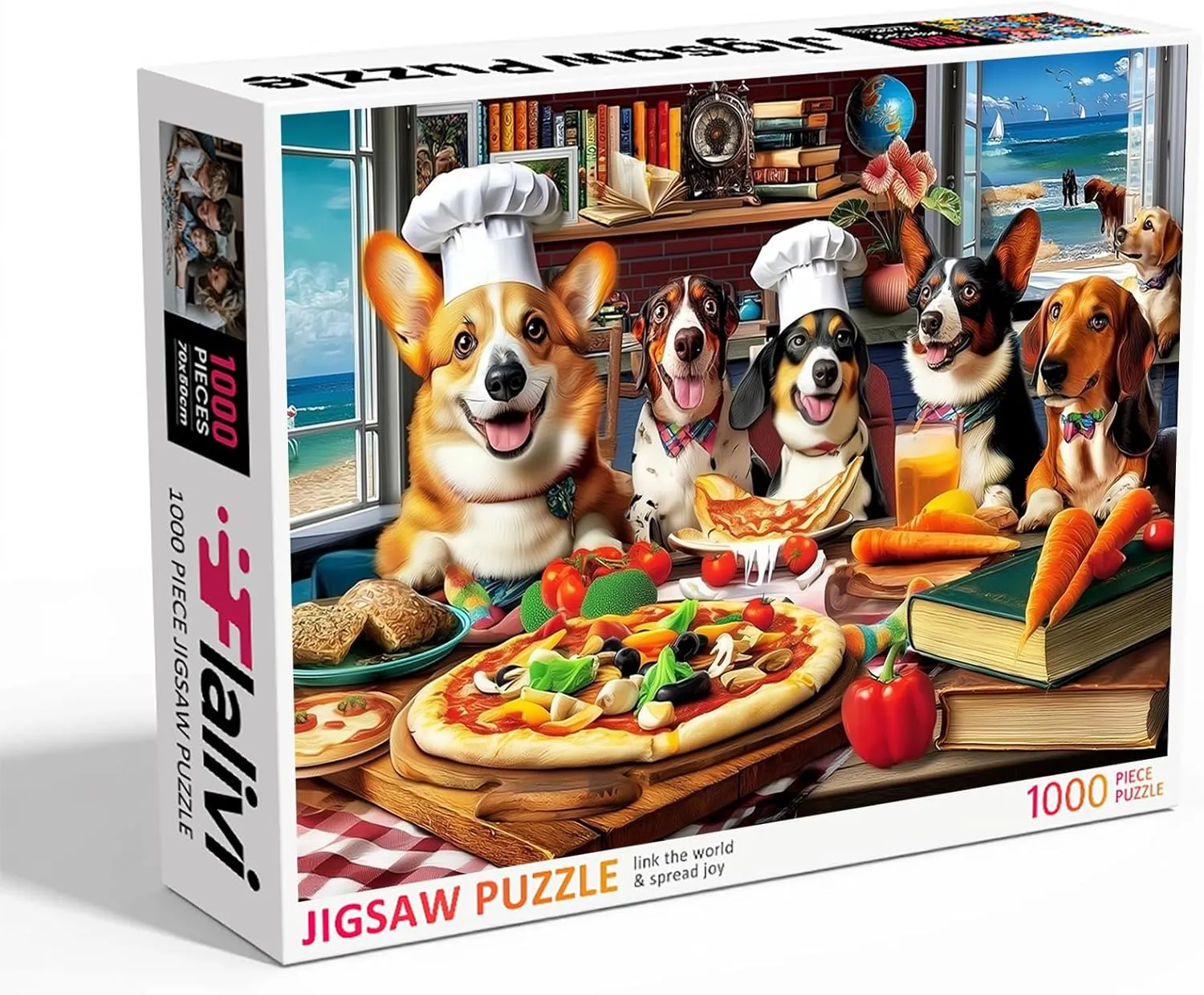 Puzzle with Vibrant Colors$ Fit Together Perfectly 1000 Piece Jigsaw Puzzle for Adults & Families: Adorable Dogs Dinner Party - Challenging Relaxing Game pity baffle Night 