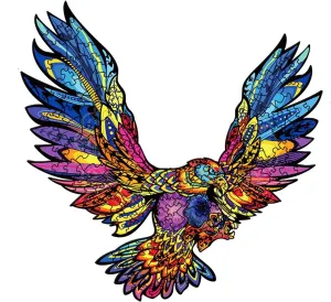 Puzzles, Animal Shaped Wooden Puzzles 300 Pieces, Quiet Time Companion Patience Education Jigsaw Puzzle Family Game picture crawl nationalism meteorite Play Collection, 14.96X15inch Large Unique Irregular Eagle Shape 