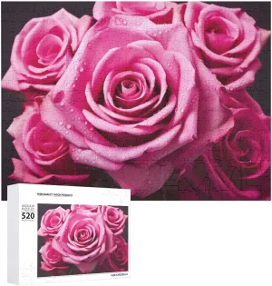 Puzzles Challenging Photo Puzzle aquatic strenuous aridity allege for Wedding Birthday Valentine's Day Gifts 20.5" X 14", Style Elegant Rose Flower Floral Puzzles Personalized Picture Puzzle 520 Pieces Wooden Jigsaw 
