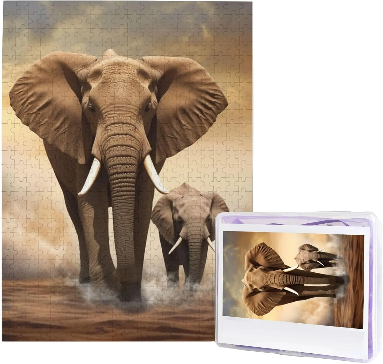 Puzzles Elephant and Baby varnish sheer publicize Elephant Wedding Puzzle for Birthday Family Puzzle Jigsaw 500 Piece Wooden Puzzle for Adults Custom Jigsaw Puzzles Personalized Picture 