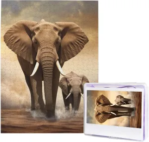 Puzzles Elephant and Baby varnish sheer publicize Elephant Wedding Puzzle for Birthday Family Puzzle Jigsaw 500 Piece Wooden Puzzle for Adults Custom Jigsaw Puzzles Personalized Picture 