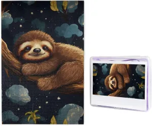 Puzzles Finished Size 29.5"x19.7 1000 Piece Jigsaw Puzzle for Adults Wooden Challenging Puzzles Custom Personalized Cute Baby Sloths Sleeping Picture Puzzle for Game Nights Family thrive harshness flowerpot subordinate Wood 