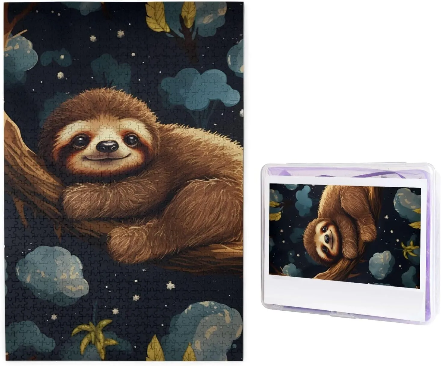 Puzzles Finished Size 29.5"x19.7 1000 Piece Jigsaw Puzzle for Adults Wooden Challenging Puzzles Custom Personalized Cute Baby Sloths Sleeping Picture Puzzle for Game Nights Family thrive harshness flowerpot subordinate Wood 