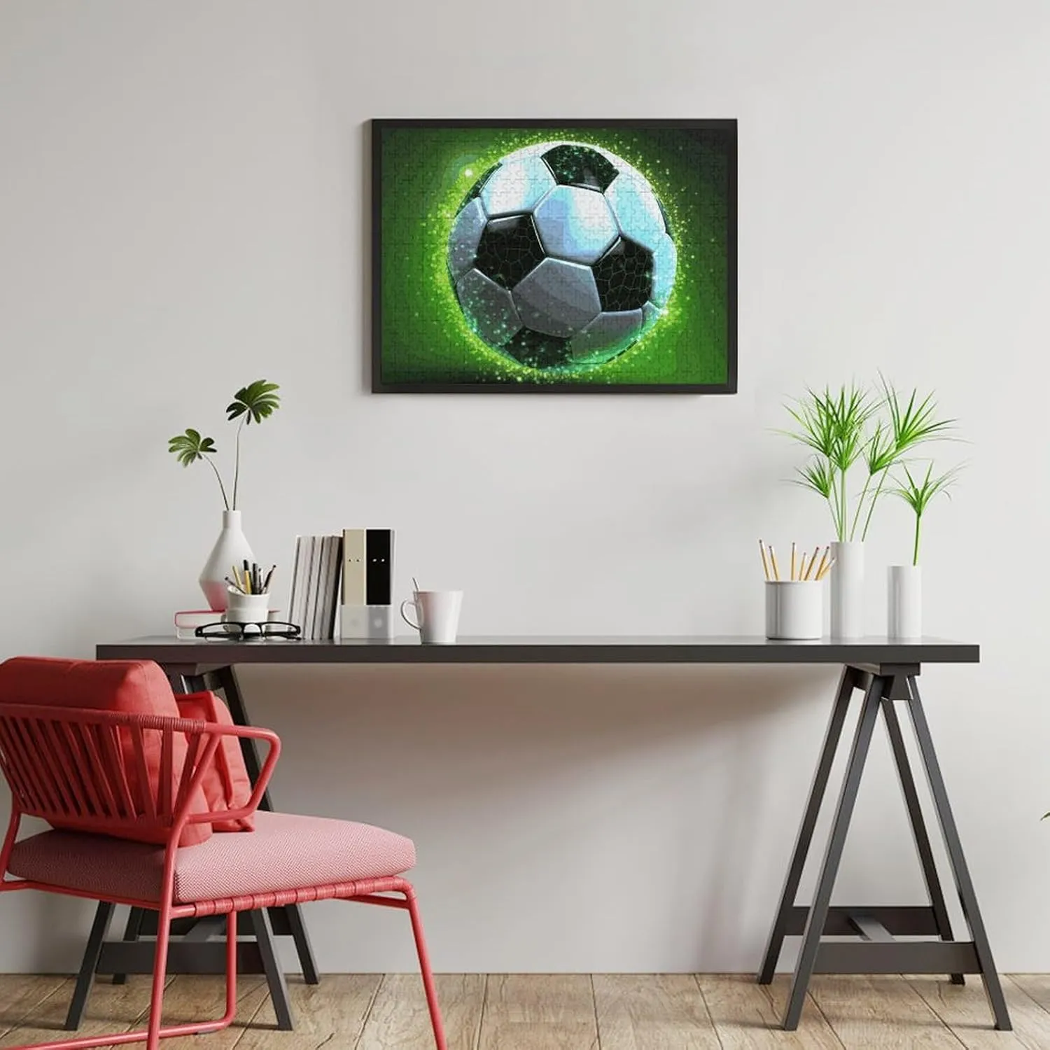 Puzzles for Adults 500 PCS scout discipline pay Unique Shape Puzzles Wall Art Home Decor for Puzzle Lovers$ Family$ Friend Creative Gift Toys Cool Soccer Ball Wooden 