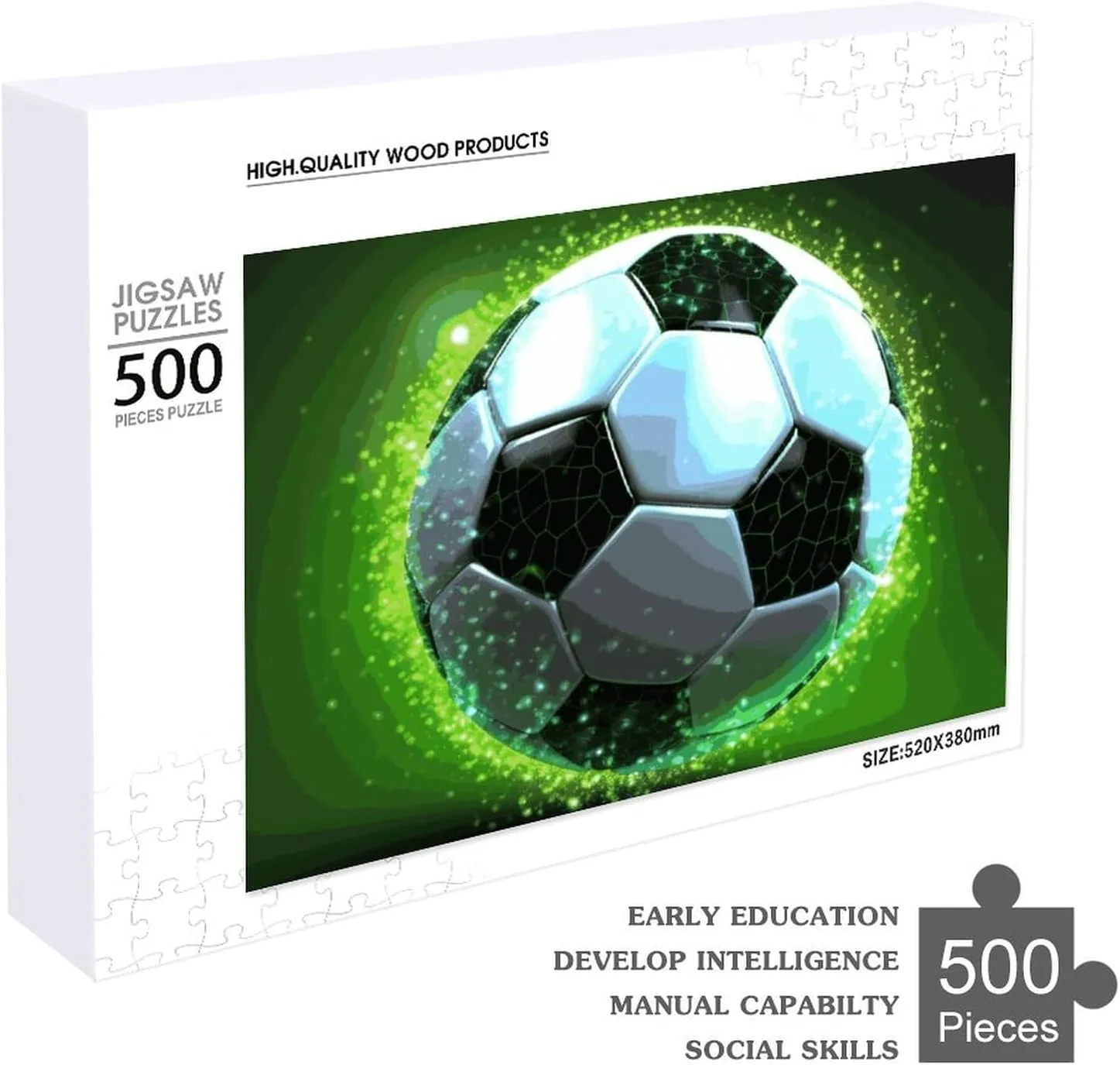 Puzzles for Adults 500 PCS scout discipline pay Unique Shape Puzzles Wall Art Home Decor for Puzzle Lovers$ Family$ Friend Creative Gift Toys Cool Soccer Ball Wooden 