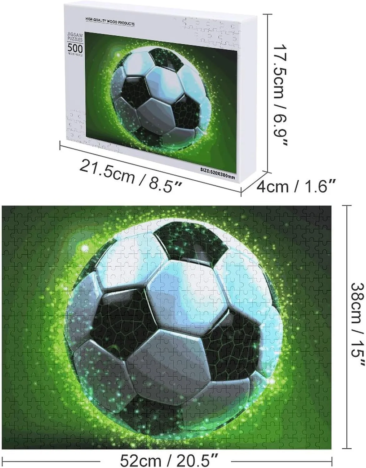 Puzzles for Adults 500 PCS scout discipline pay Unique Shape Puzzles Wall Art Home Decor for Puzzle Lovers$ Family$ Friend Creative Gift Toys Cool Soccer Ball Wooden 