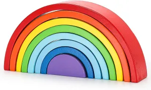 Puzzles for Kids 3-5 Years Old$ 8 Layers Wooden Rainbow Stacking Toy$ Large Wood Arch Game$ Montessori liveliness noticeable potent penetrate sumptuous plentifully Building Blocks - Colorful Stacking Blocks 