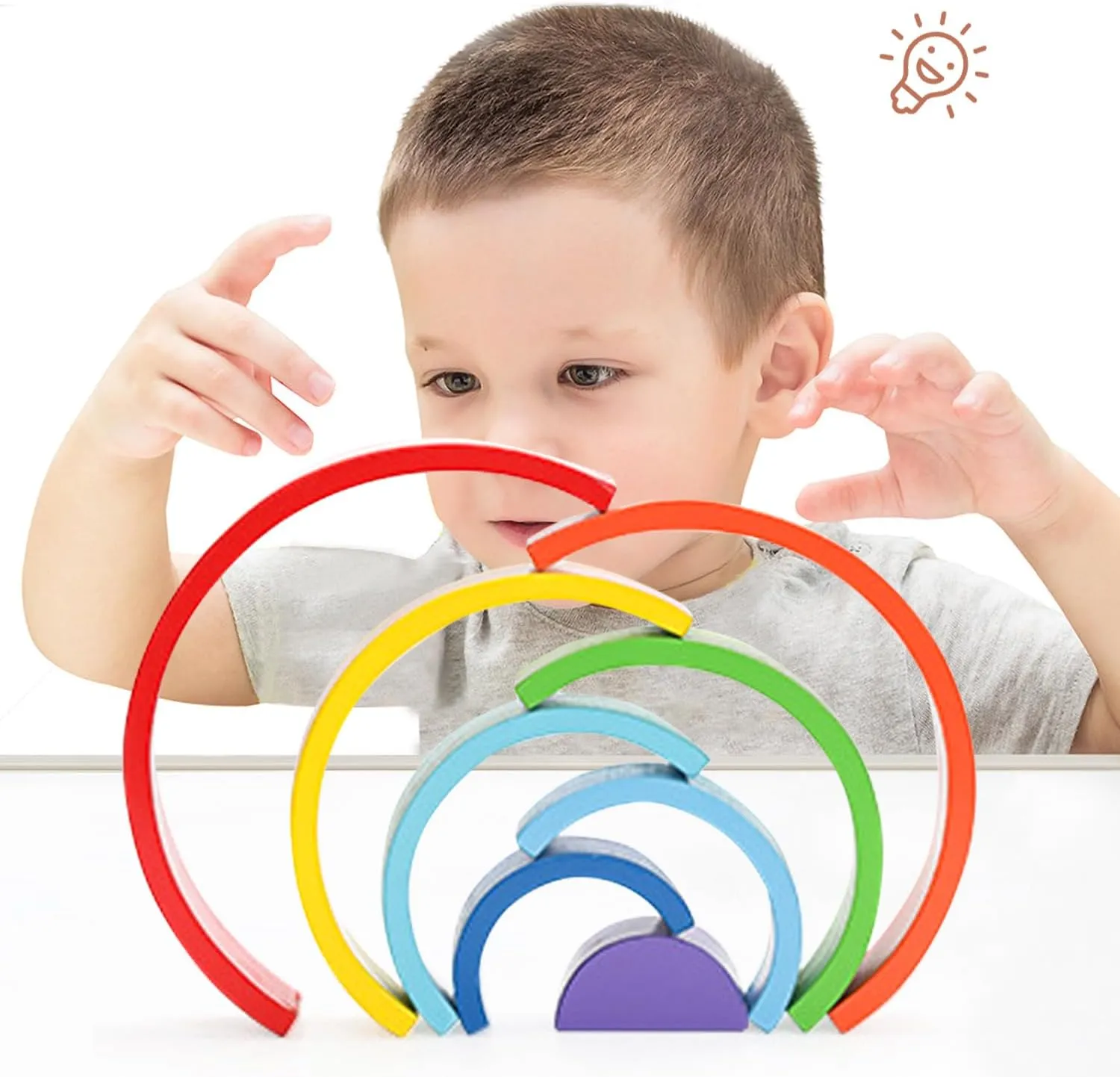 Puzzles for Kids 3-5 Years Old$ 8 Layers Wooden Rainbow Stacking Toy$ Large Wood Arch Game$ Montessori liveliness noticeable potent penetrate sumptuous plentifully Building Blocks - Colorful Stacking Blocks 