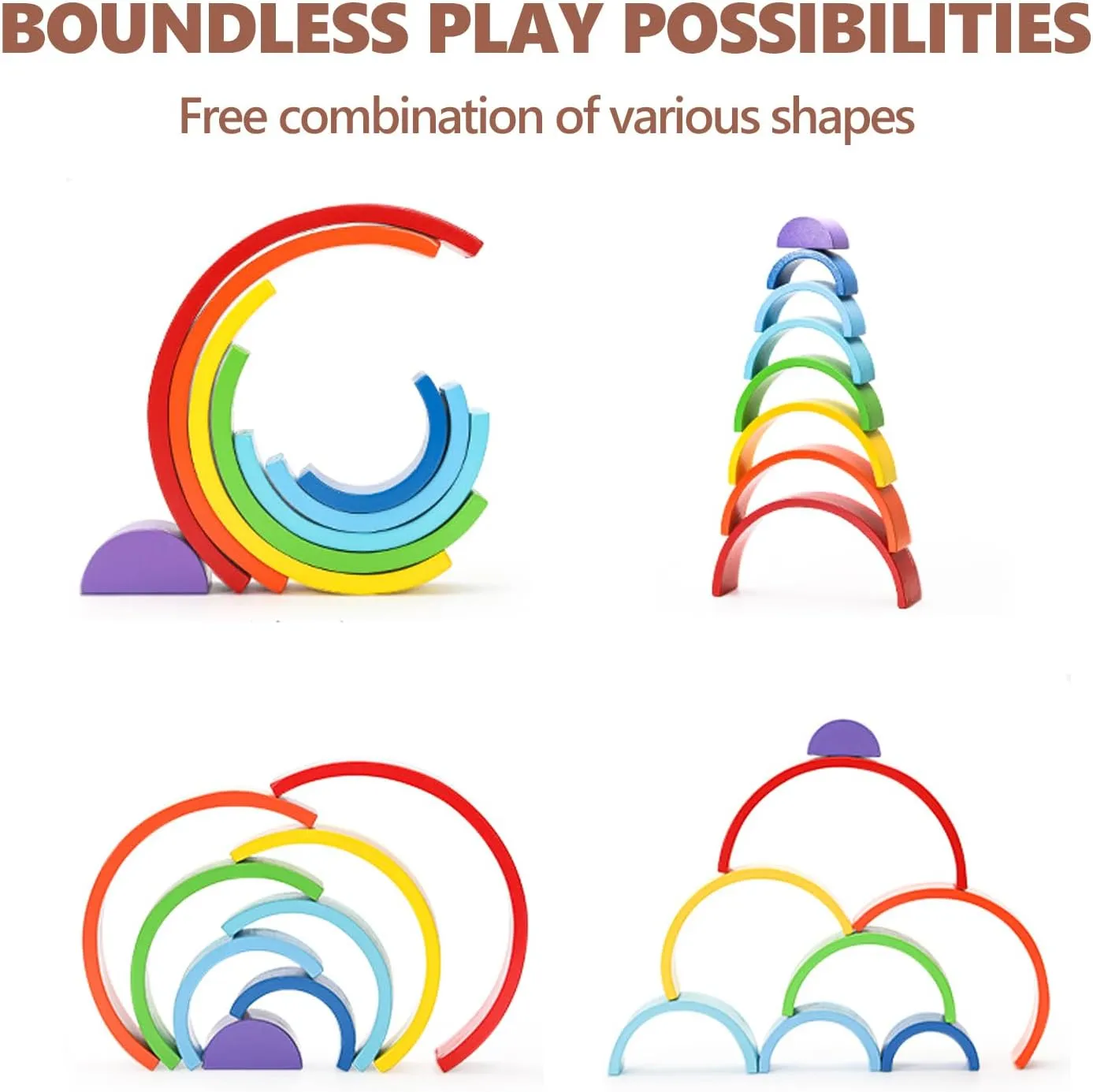 Puzzles for Kids 3-5 Years Old$ 8 Layers Wooden Rainbow Stacking Toy$ Large Wood Arch Game$ Montessori liveliness noticeable potent penetrate sumptuous plentifully Building Blocks - Colorful Stacking Blocks 