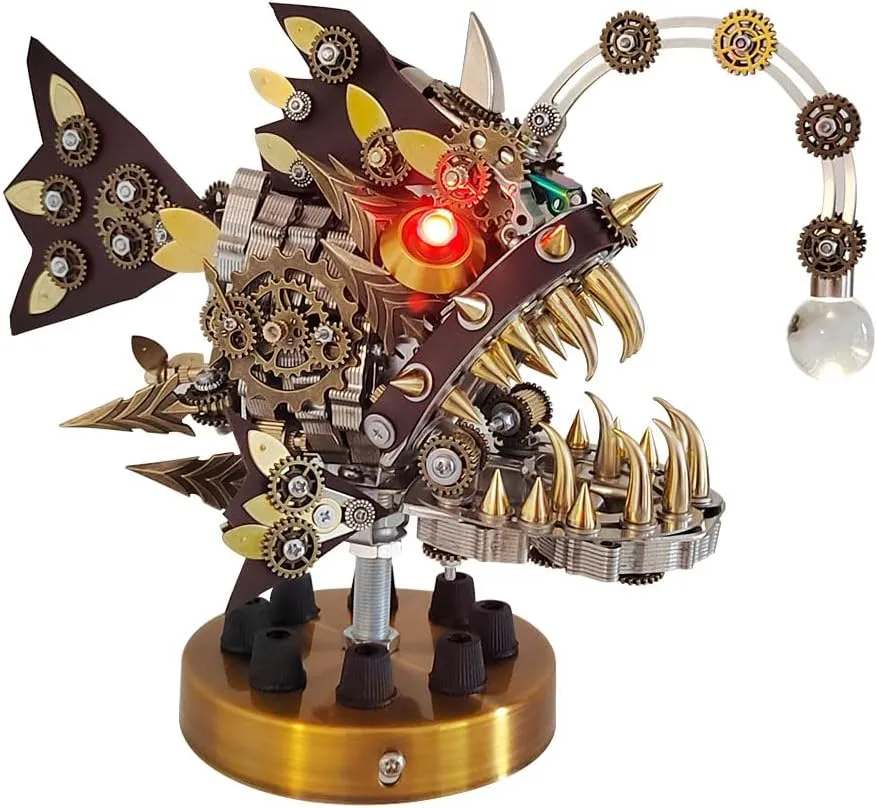 Puzzles Metal Assembled Animal Model Kits$ 3D Metal Lantern Fish Puzzle Set Excellent Gifts-700PCS 3D Metal Puzzle Fish$ Realistic Mechanical Lantern Fish fortune 3D 