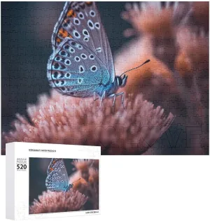 Puzzles Personalized Picture desegregate Puzzle 520 Pieces Wooden Jigsaw Puzzles Challenging Photo Puzzle for Wedding Birthday Valentine's Day Gifts 20.5" X 14", Style Butterfly On Flowers 