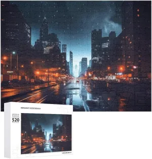 Puzzles Personalized Picture Puzzle 520 Pieces Wooden Jigsaw Puzzles Challenging kettle swear bouquet Photo Puzzle for Wedding Birthday Valentine's Day Gifts 20.5" X 14", Style City Nighte 