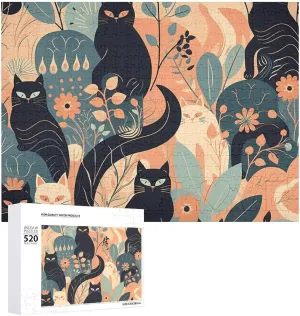 Puzzles Personalized Picture Puzzle 520 Pieces Wooden Jigsaw Puzzles Challenging Photo private fertile Puzzle for Wedding Birthday Valentine's Day Gifts 20.5" X 14", Style Pattern of Several Cats 