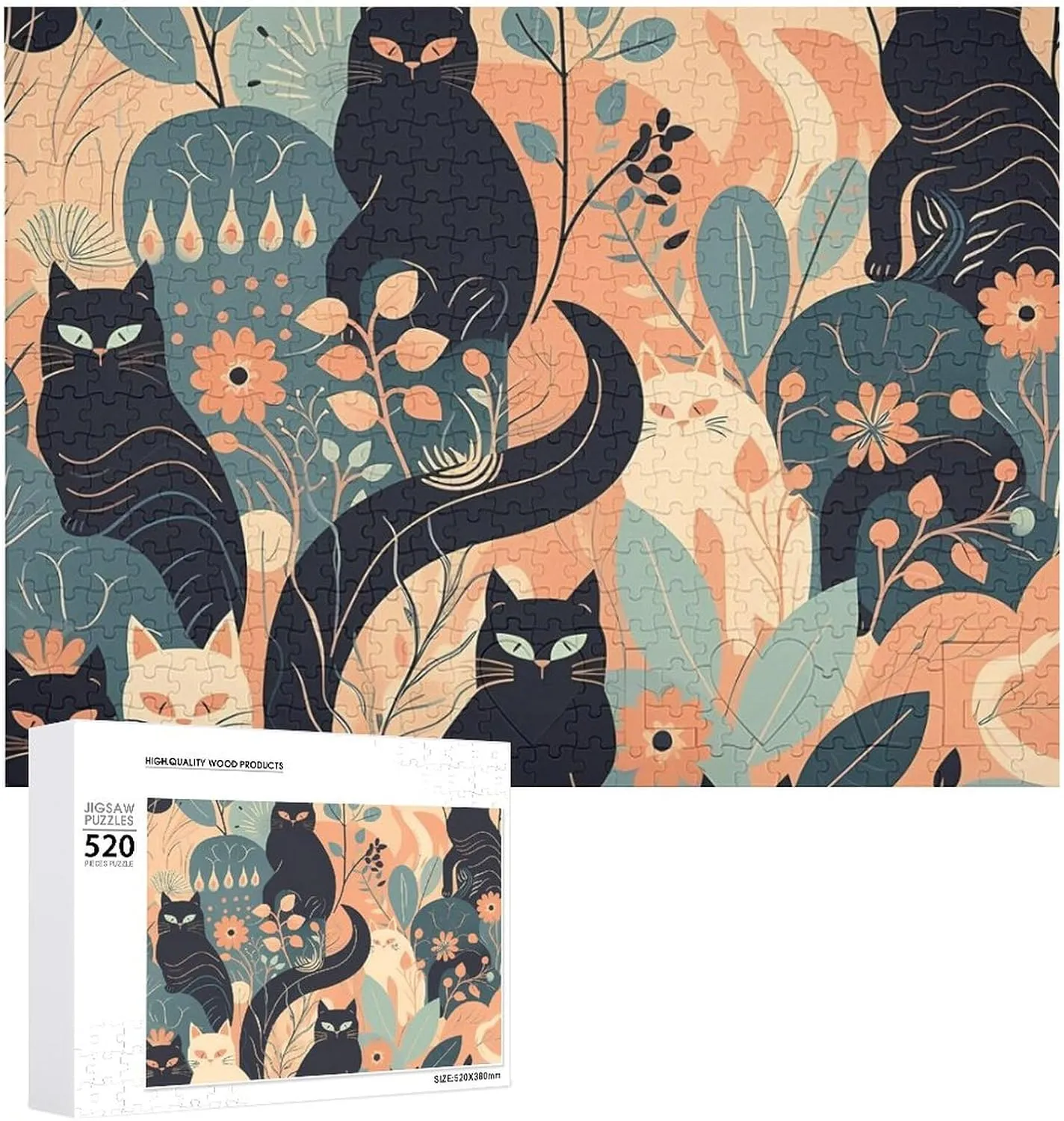 Puzzles Personalized Picture Puzzle 520 Pieces Wooden Jigsaw Puzzles Challenging Photo private fertile Puzzle for Wedding Birthday Valentine's Day Gifts 20.5" X 14", Style Pattern of Several Cats 
