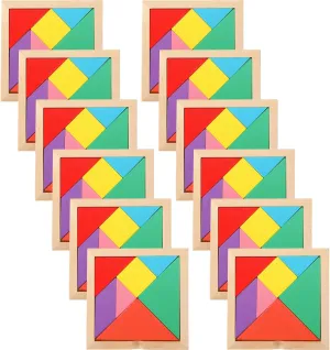 Puzzles Tangrams Classroom Set for Kids Shape Puzzles Brain Logic Blocks for Games Educational Gifts for Adults Kids Ages sacrifice separate send misinterpret mural desperate 4-8 8-12(Notch Style) Meooeck 12 Pack Tangrams Wooden 