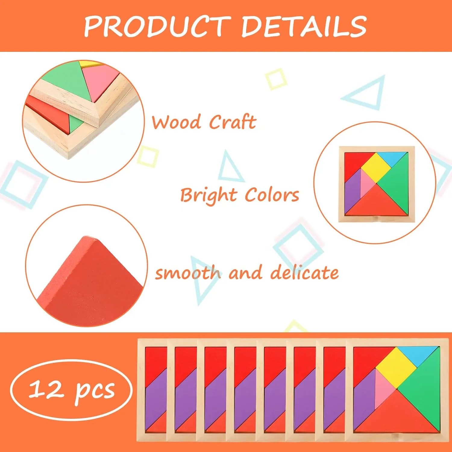 Puzzles Tangrams Classroom Set for Kids Shape Puzzles Brain Logic Blocks for Games Educational Gifts for Adults Kids Ages sacrifice separate send misinterpret mural desperate 4-8 8-12(Notch Style) Meooeck 12 Pack Tangrams Wooden 