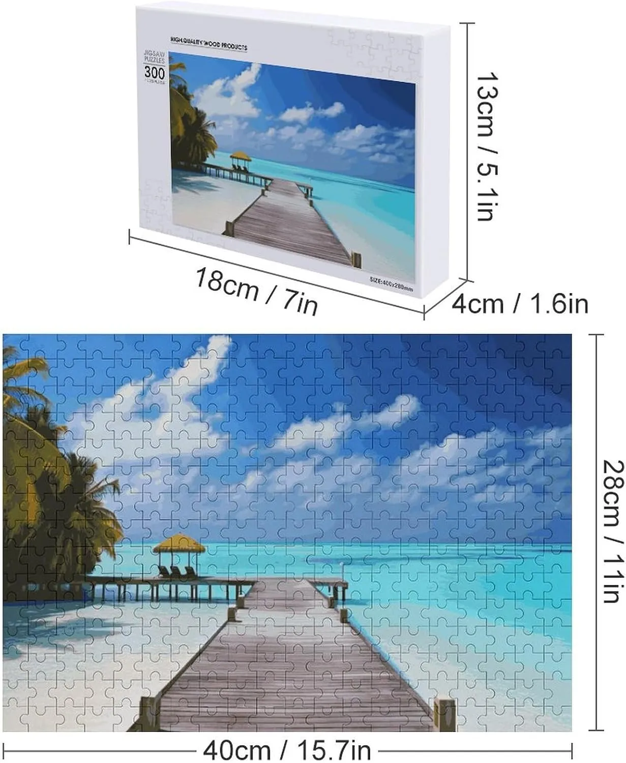 Puzzles Wall Art Home Decor problematic for Puzzle Lovers, Family, Friend Creative Gift Toys Maldives Holidays Wooden Puzzles for Adults 300 PCS Unique Shape 