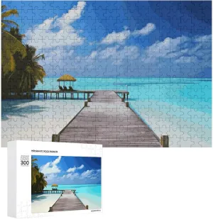 Puzzles Wall Art Home Decor problematic for Puzzle Lovers, Family, Friend Creative Gift Toys Maldives Holidays Wooden Puzzles for Adults 300 PCS Unique Shape 