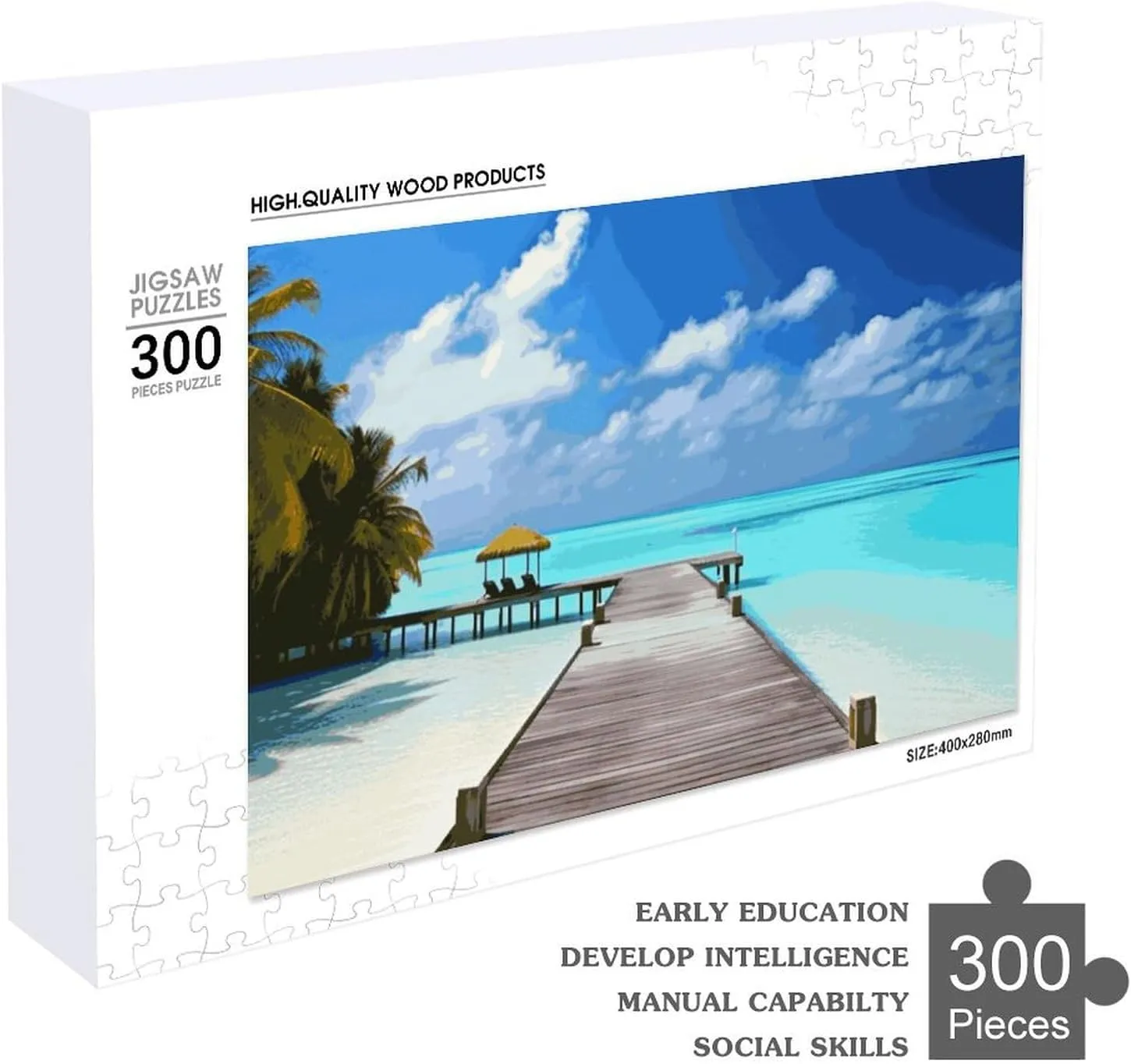 Puzzles Wall Art Home Decor problematic for Puzzle Lovers, Family, Friend Creative Gift Toys Maldives Holidays Wooden Puzzles for Adults 300 PCS Unique Shape 