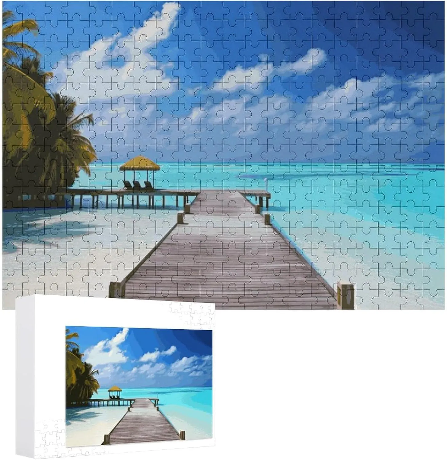 Puzzles Wall Art Home Decor problematic for Puzzle Lovers, Family, Friend Creative Gift Toys Maldives Holidays Wooden Puzzles for Adults 300 PCS Unique Shape 