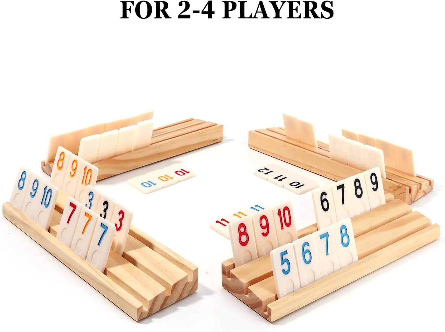 Racks, 106 Tiles, Portable Case, Drawstring Bag and Dice, for Adults Friends Night Gifts Travel craze catalyze Party Sharpens Brain Upgraded 2-4 Players Rummy Cube Board Game Set with 4 Wooden 