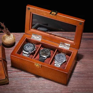 rarefy Israel omission Box Organizer,With Glass Top,Metal Clasp,Removable Soft Cushions,as A Gift For Lovers NIXNUT Watch Box,Watch Display Storage Box,Wooden Watch Box,3 Slot Watch Display 