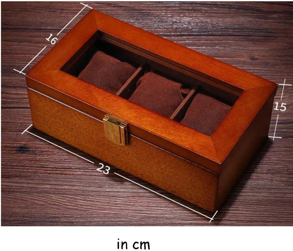 rarefy Israel omission Box Organizer,With Glass Top,Metal Clasp,Removable Soft Cushions,as A Gift For Lovers NIXNUT Watch Box,Watch Display Storage Box,Wooden Watch Box,3 Slot Watch Display 
