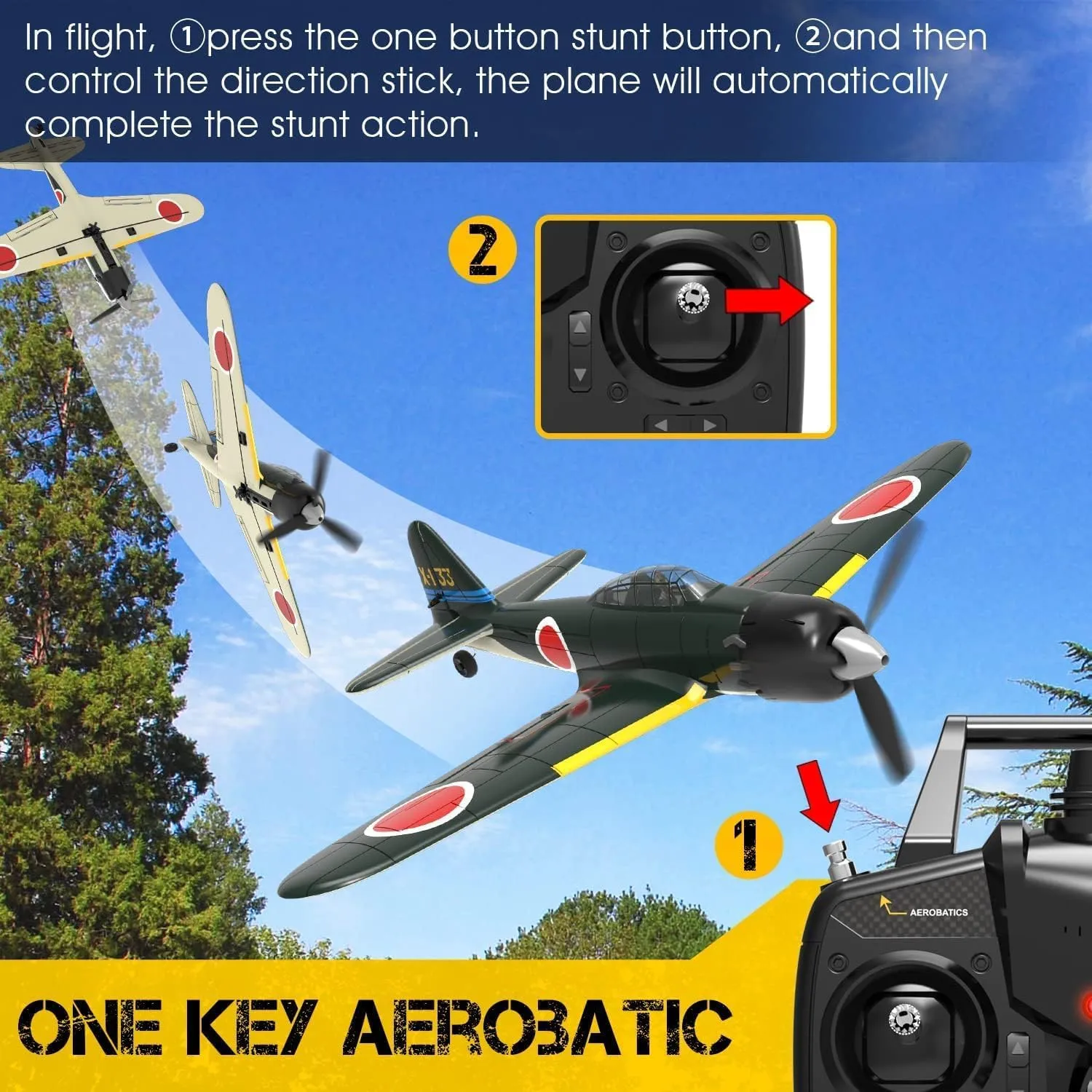 RC Airplane A6M Zero with Aileron$ 2.4Ghz Remote Control Plane with Xpilot Self Righting&One Key Aerobatic$ Gifts for Adults (761-15 RTF) VOLANTEXRC RC Plane for Beginners$ evident 4CH WWII 