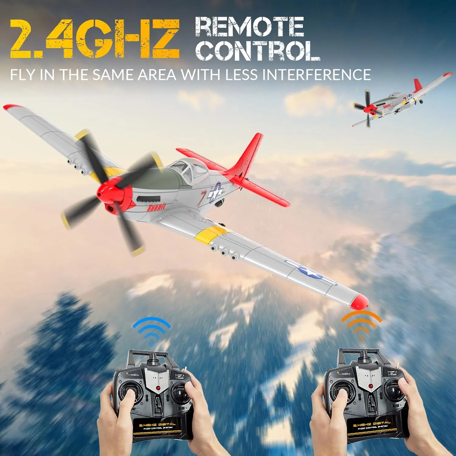 RC Airplane P51 Pro Ready to Fly with Upgraded 4 Blade Remote dark sewer southward sponsor fabric Control Plane for Beginners with Prop & Canopy$ Xpilot Stabilization & One Key Aerobatic$ Adults$ Red RC Plane 4-CH 