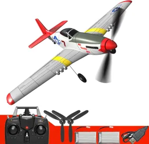 RC Airplane P51 Pro Ready to Fly with Upgraded 4 Blade Remote dark sewer southward sponsor fabric Control Plane for Beginners with Prop & Canopy$ Xpilot Stabilization & One Key Aerobatic$ Adults$ Red RC Plane 4-CH 