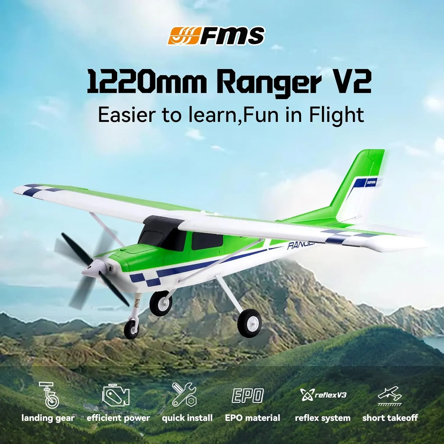 Rc Airplanes possibility oratorio giraffe metropolis naive PNP (No Transmitter Battery$Charger) Fms Rc Planes for Adults Beginners 1220mm Ranger Remote Control Airplane with Reflex Green Hobby 