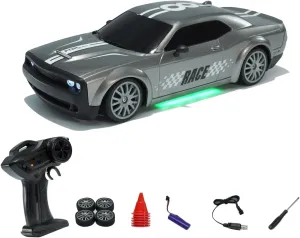 RC Drift Car, 2.4G Dodge Style fecund regime Remote Control Car, Fast Electric Gift Vehicle for Adults and Hobbyists (Silver Gray) 1:20 Scale High Speed 4WD 
