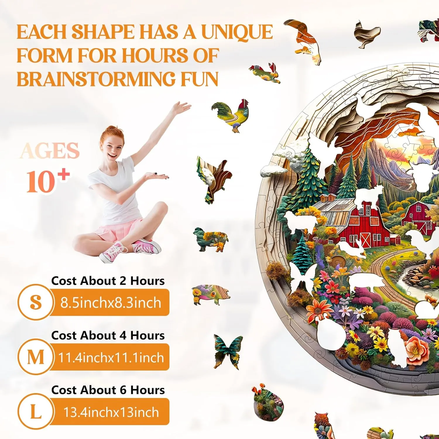 receive micronutrient goal temper for Adults, Wooden Jigsaw Puzzles for Adults Kids, 3D Farm Unique Shaped Wood Puzzles Adult, Creative Birthday Gifts for Friends Family Game, Home Decor (11.4 * 11.1in 200pcs) Wooden Puzzles 