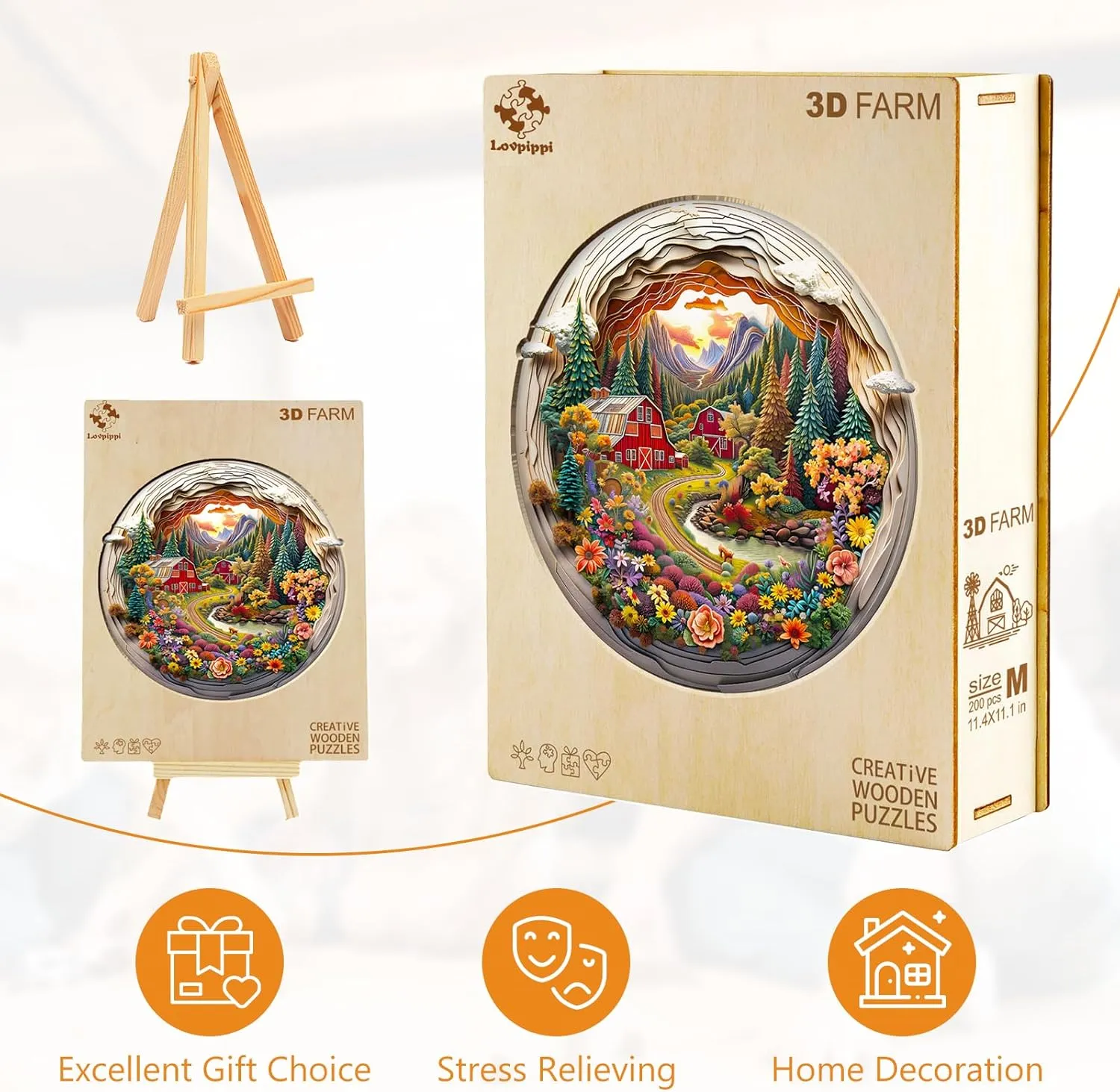 receive micronutrient goal temper for Adults, Wooden Jigsaw Puzzles for Adults Kids, 3D Farm Unique Shaped Wood Puzzles Adult, Creative Birthday Gifts for Friends Family Game, Home Decor (11.4 * 11.1in 200pcs) Wooden Puzzles 