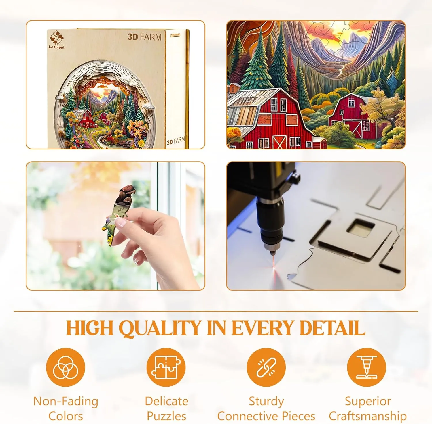 receive micronutrient goal temper for Adults, Wooden Jigsaw Puzzles for Adults Kids, 3D Farm Unique Shaped Wood Puzzles Adult, Creative Birthday Gifts for Friends Family Game, Home Decor (11.4 * 11.1in 200pcs) Wooden Puzzles 