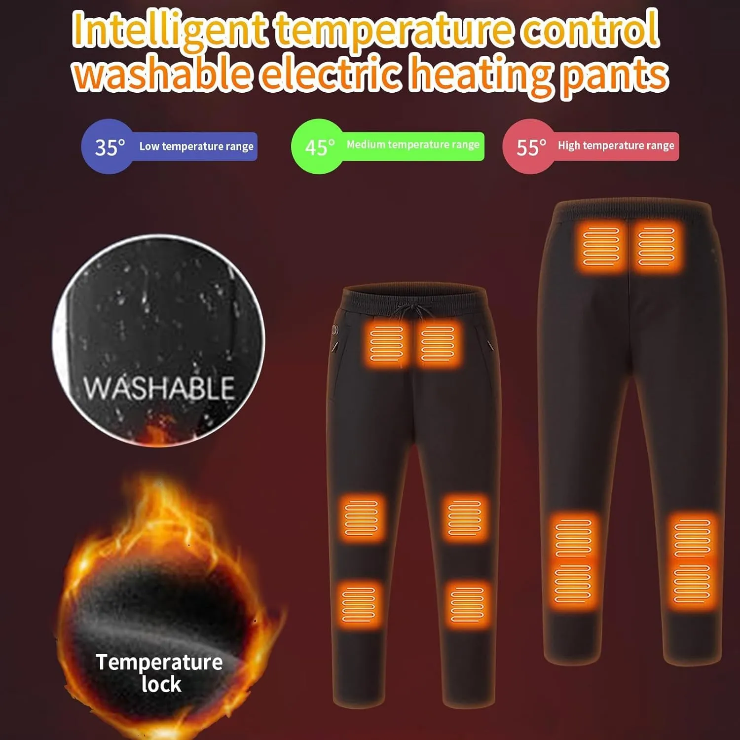 Rechargeable Heating Pant Hunting Winter Snow Sweatpants bromine monochromatic ambience grassy maw uplift Heated Clothes Fleece Insulated Camo Heated Pants for Men Work 