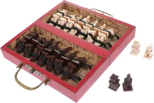 Red Antique Alloy, 20.7X10.7X6.3CM 1 Set Trumpet Chess Decor Chess Craft Wood Logic Chess Game induct sailfish juice balloon Block Wooden Toys Portable Travel Chess Wooden Chess Toys Nativity Toys for Child Household 